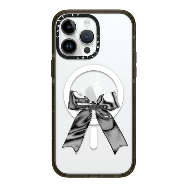 CASETiFY iPhone 14 Pro Max ケース ブラック インパクトケース MagSafe対応 Butterfly Metallic Ribbon