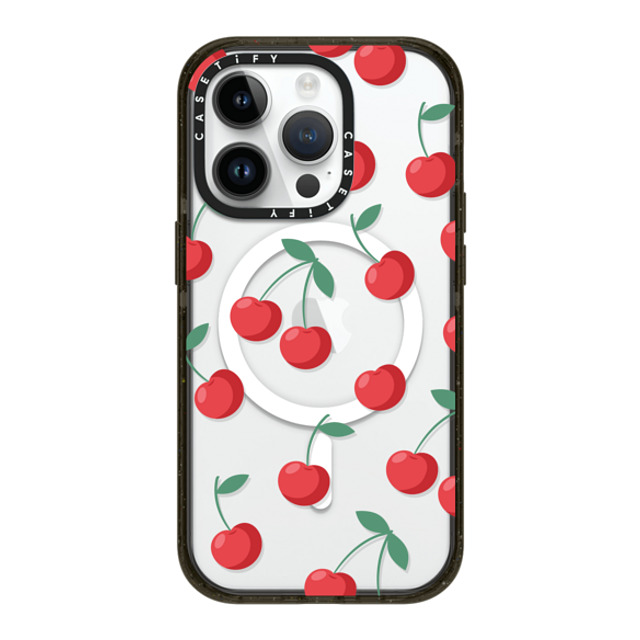 CASETiFY iPhone 14 Pro ケース ブラック インパクトケース MagSafe対応 Fruit,Food,Pattern,Cherry,Strawberry,Fruit Cherries