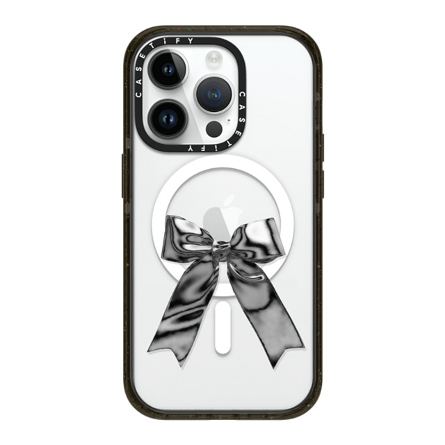 CASETiFY iPhone 14 Pro ケース ブラック インパクトケース MagSafe対応 Butterfly Metallic Ribbon