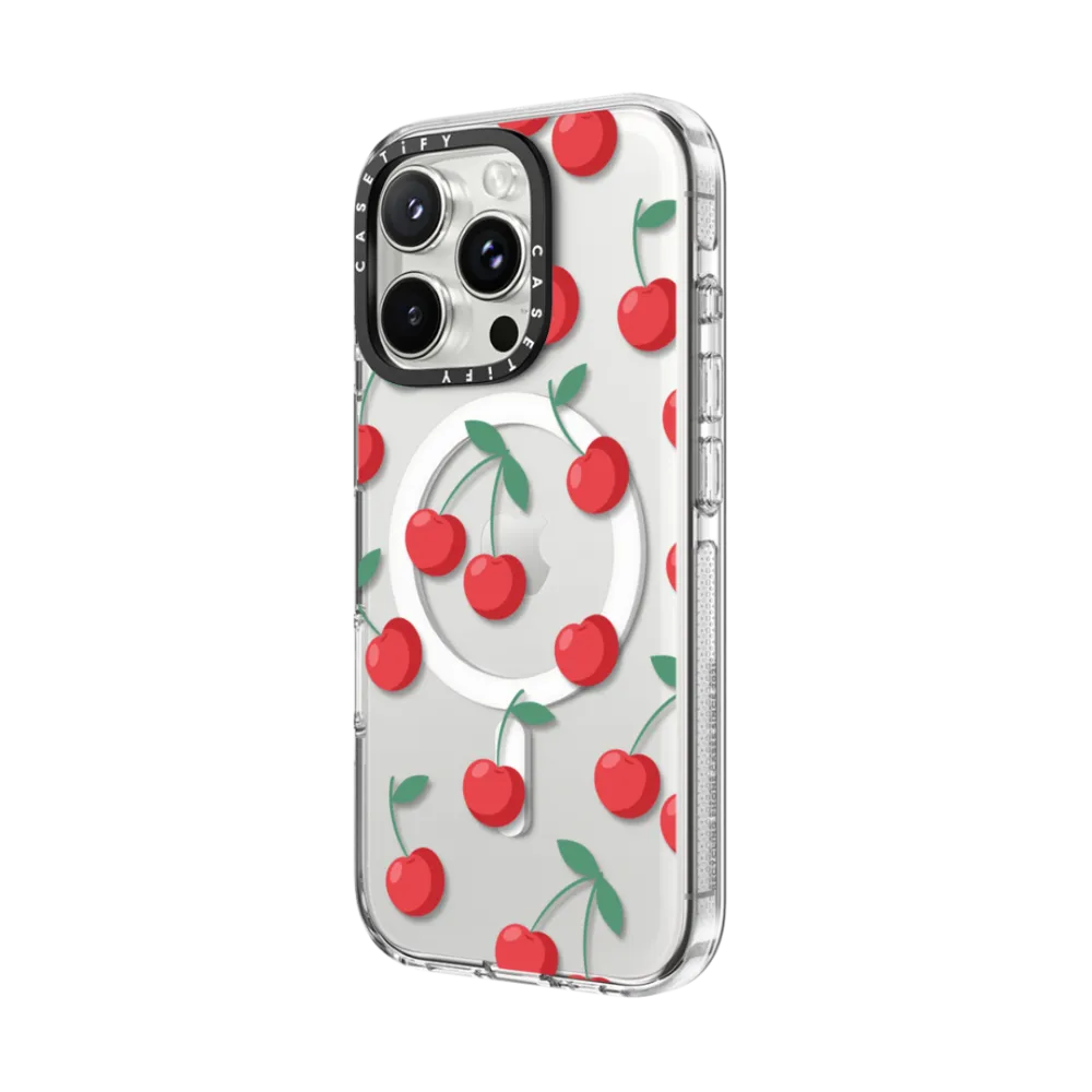 Clear iPhone 16 Pro Max Case MagSafe Compatible - Cherries