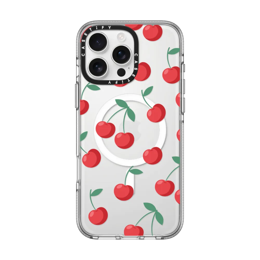 Clear iPhone 16 Pro Max Case MagSafe Compatible - Cherries