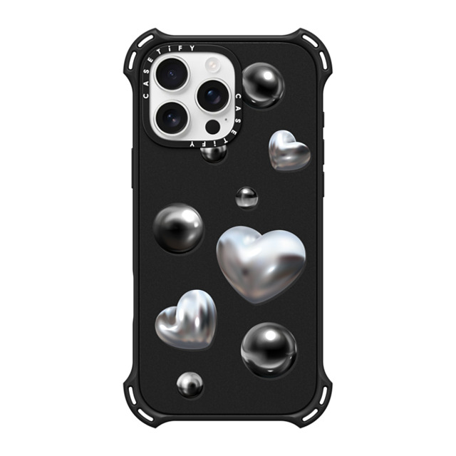 CASETiFY iPhone 16 Pro Max ケース マットブラック バウンスケース Futurism,Monochrome Chrome Love