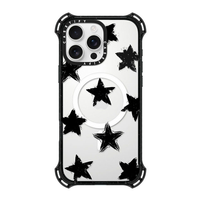 CASETiFY iPhone 16 Pro Max ケース ブラック バウンスケース Monochrome,Pattern Star Marks