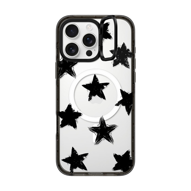 CASETiFY iPhone 16 Pro Max ケース ブラック インパクトリングスタンドケース MagSafe対応 Monochrome,Pattern Star Marks