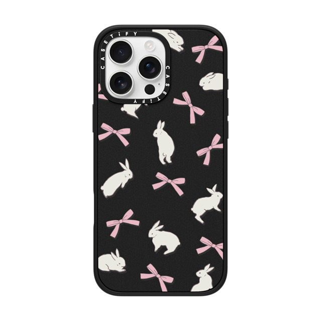 CASETiFY iPhone 16 Pro Max ケース マットブラック インパクトケース MagSafe対応 Animal,Cottagecore,Pattern Rabbit Ribbon