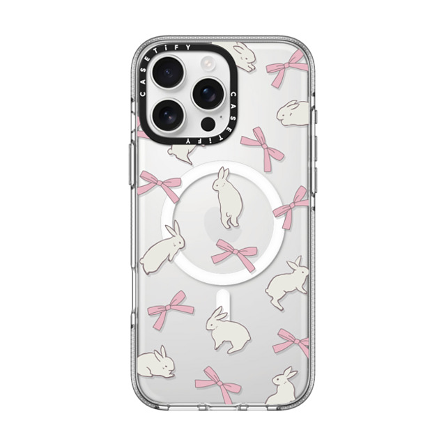 CASETiFY iPhone 16 Pro Max ケース クリア クリア ケース MagSafe対応 Animal,Cottagecore,Pattern Rabbit Ribbon