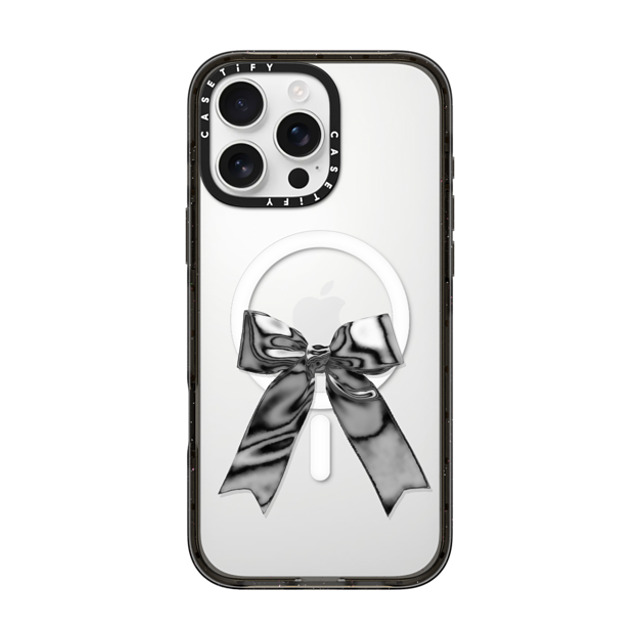 CASETiFY iPhone 16 Pro Max ケース ブラック インパクトケース MagSafe対応 Butterfly Metallic Ribbon