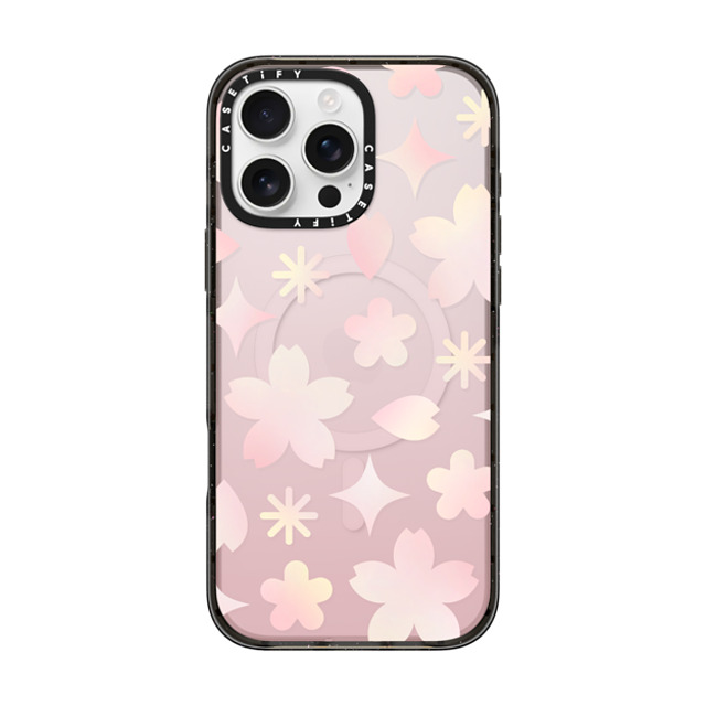 CASETiFY iPhone 16 Pro Max ケース ブラック インパクトケース MagSafe対応 Sheer Sakura Pattern Pink casetify_artist