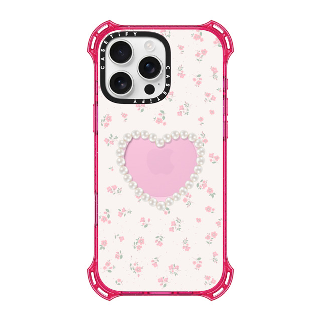 CASETiFY iPhone 16 Pro Max Case プリムローズ ピンク バウンスケース Floral,Heart,Cottagecore,Heart Pearly Heart CASETiFY iPhone 16 Pro Max Case プリムローズ ピンク バウンスケース Floral,Heart,Cottagecore,Heart Pearly Heart