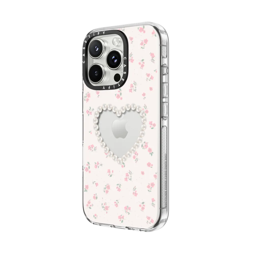 Clear iPhone 16 Pro Max Case MagSafe Compatible - Pearly Heart