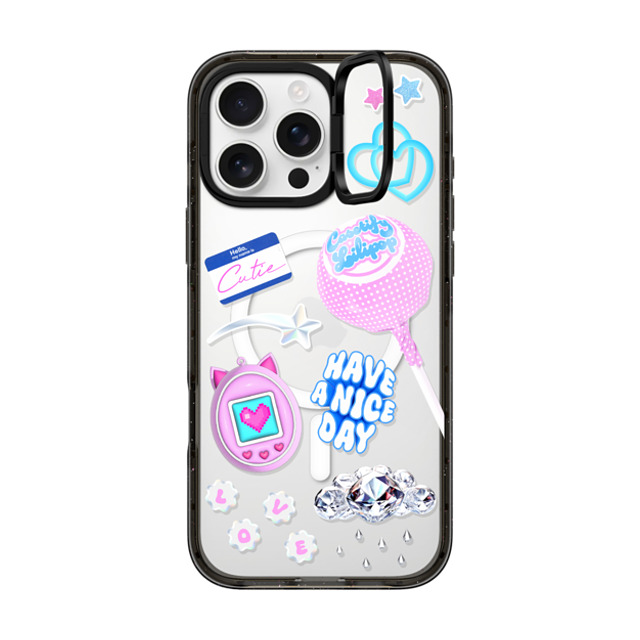 CASETiFY iPhone 16 Pro Max ケース ブラック インパクトリングスタンドケース MagSafe対応 Y2K Y2K Collage