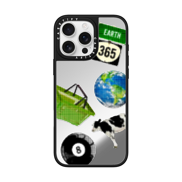 CASETiFY iPhone 16 Pro Max ケース Silver on Black ミラーケース MagSafe対応 Cow,Pop Art Cow,Pop Art Earth 365 Father's Day CASETiFY iPhone 16 Pro Max ケース Silver on Black ミラーケース MagSafe対応 Cow,Pop Art Cow,Pop Art Earth 365 Father's Day