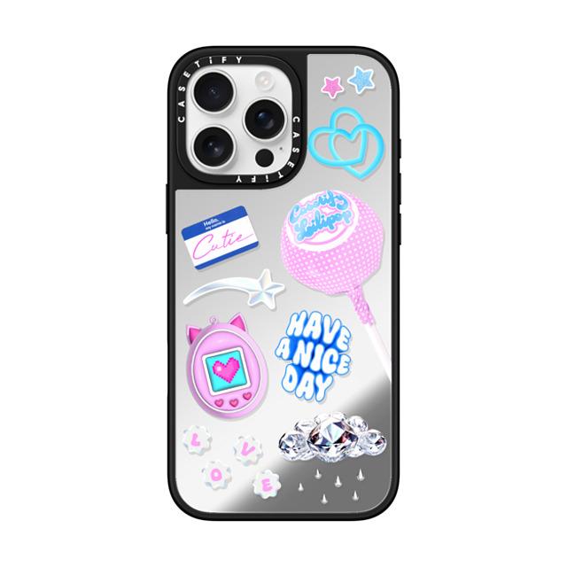 CASETiFY iPhone 16 Pro Max ケース Silver on Black ミラーケース MagSafe対応 Y2K Y2K Collage