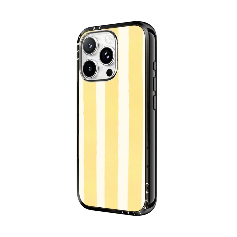 Compact iPhone 16 Pro Max Case MagSafe Compatible - Yellow Stripes
