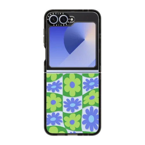 Galaxy Z Flip6 - Warped Floral Checker