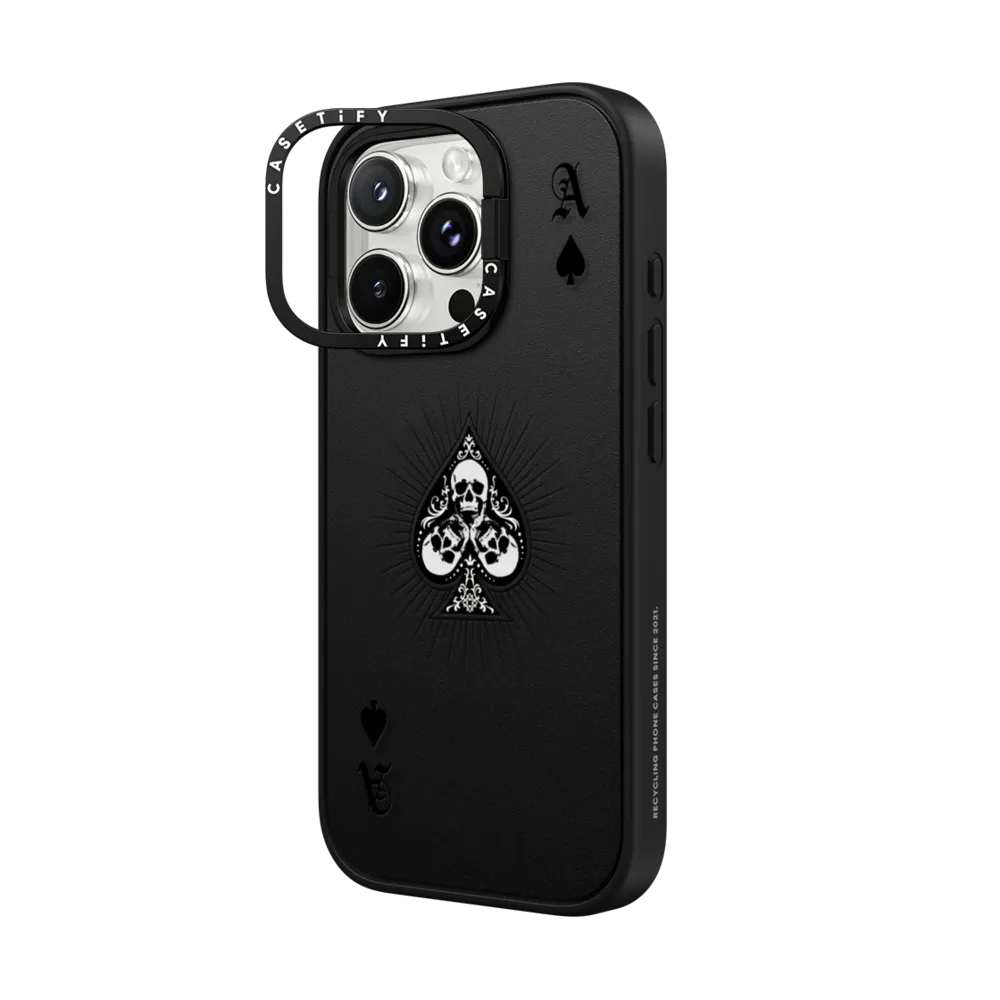 Impact Ring Stand iPhone 16 Pro Max Case MagSafe Compatible - Ace of Spades - Black