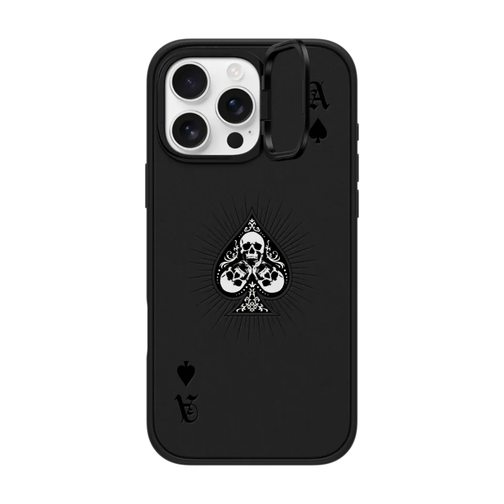 Impact Ring Stand iPhone 16 Pro Max Case MagSafe Compatible - Ace of Spades - Black