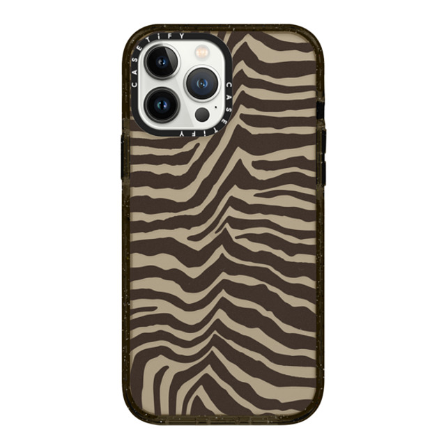 CASETiFY iPhone 13 Pro Max ケース ブラック インパクトケース Dark Academia Zebra-Brown