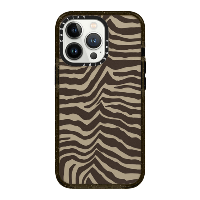 CASETiFY iPhone 13 Pro ケース ブラック インパクトケース Dark Academia Zebra-Brown