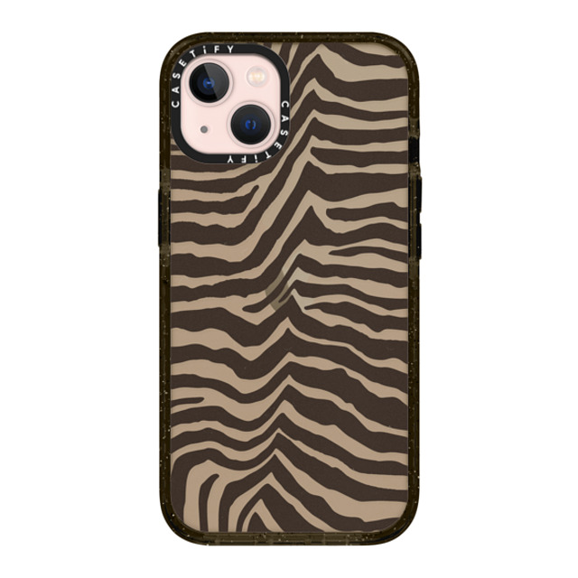 CASETiFY iPhone 13 ケース ブラック インパクトケース Dark Academia Zebra-Brown