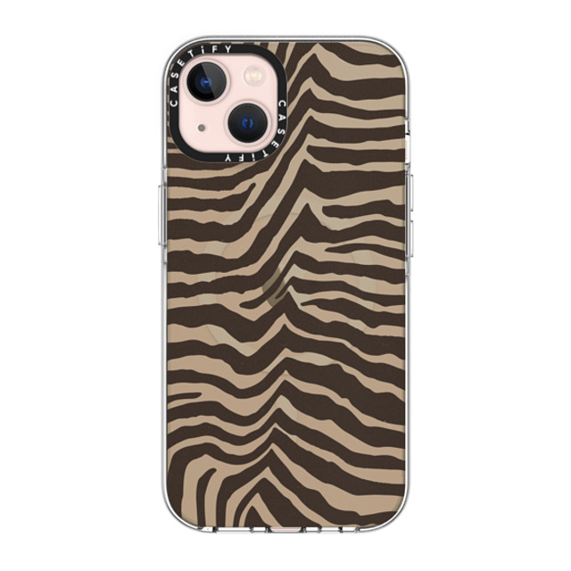 CASETiFY iPhone 13 ケース クリア クリア ケース MagSafe対応 Dark Academia Zebra-Brown