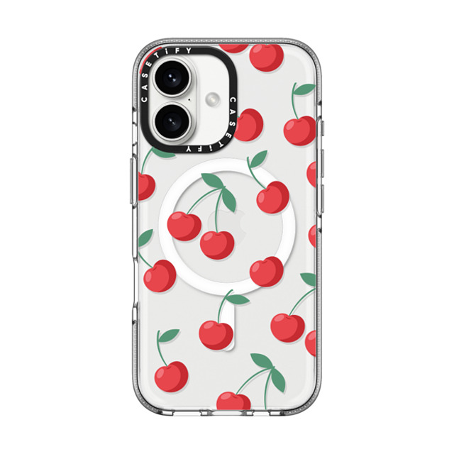 CASETiFY iPhone 16 ケース クリア クリア ケース MagSafe対応 Fruit,Food,Cherry,Pattern,Cherry,Strawberry,Fruit Cherries