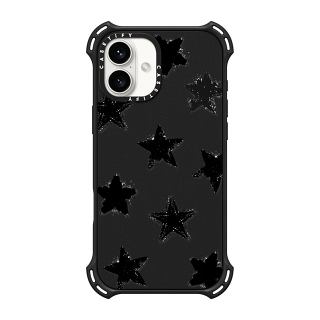 CASETiFY iPhone 16 Plus ケース マットブラック バウンスケース Monochrome,Pattern Star Marks