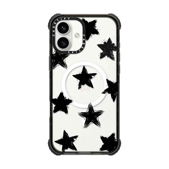 CASETiFY iPhone 16 Plus ケース ブラック ウルトラ インパクトケース MagSafe 対応 Monochrome,Pattern Star Marks