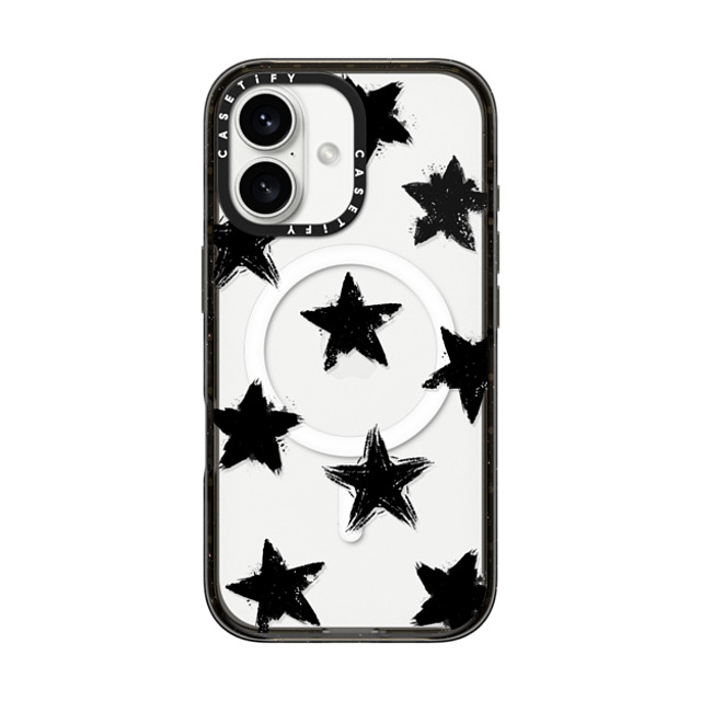 CASETiFY iPhone 16 ケース ブラック インパクトケース MagSafe対応 Monochrome,Pattern Star Marks