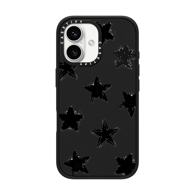 CASETiFY iPhone 16 ケース マットブラック インパクトケース MagSafe対応 Monochrome,Pattern Star Marks