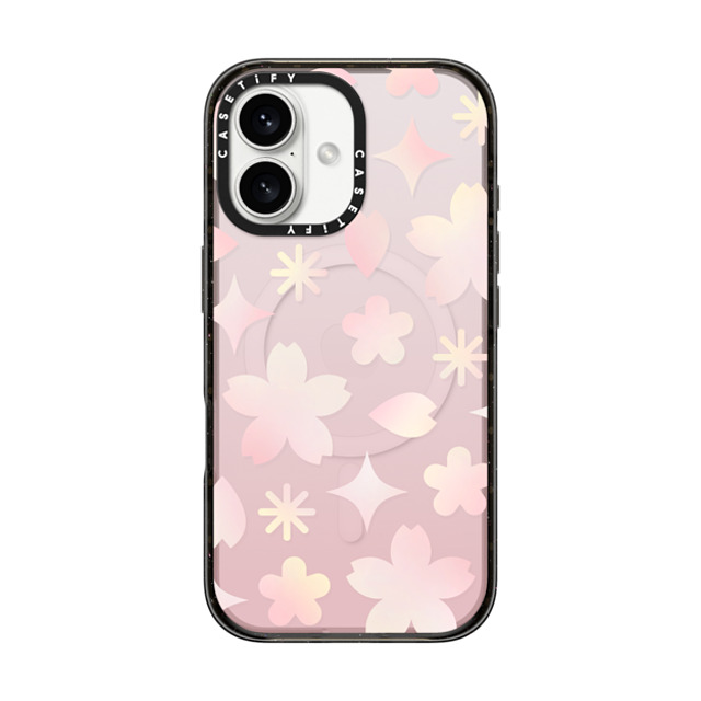 CASETiFY iPhone 16 ケース ブラック インパクトケース MagSafe対応 Sheer Sakura Pattern Pink casetify_artist