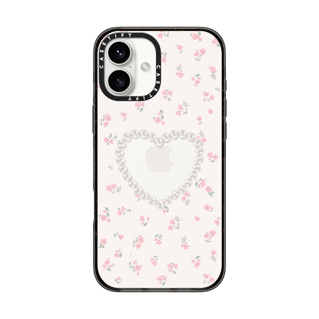 CASETiFY iPhone 16 Plus Case Black Impact Case Floral,Heart,Cottagecore,Heart Pearly Heart CASETiFY iPhone 16 Plus Case Black Impact Case Floral,Heart,Cottagecore,Heart Pearly Heart