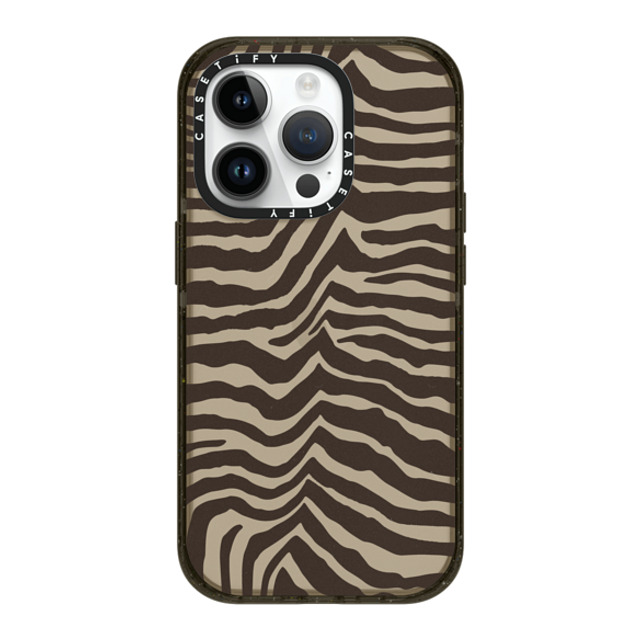 CASETiFY iPhone 14 Pro ケース ブラック インパクトケース Dark Academia Zebra-Brown