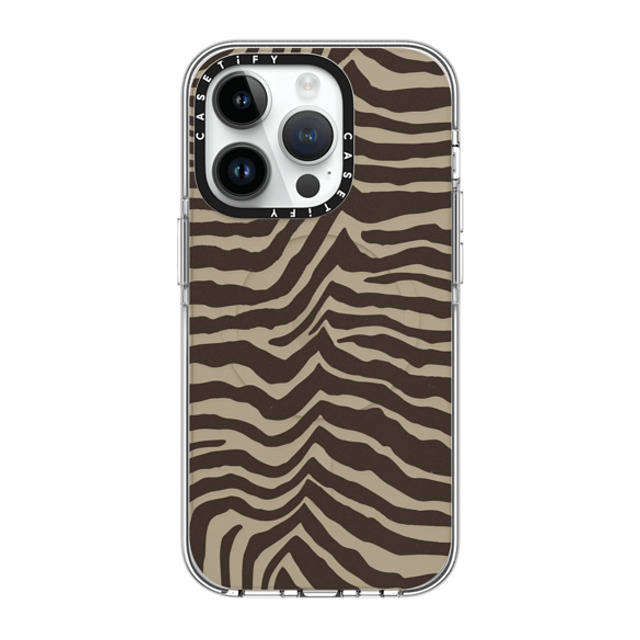 CASETiFY iPhone 14 Pro ケース クリア クリア ケース MagSafe対応 Dark Academia Zebra-Brown