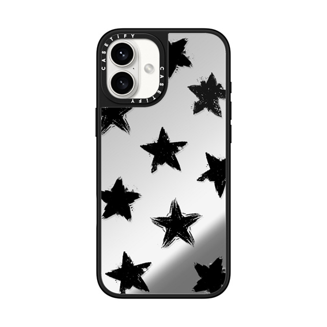 CASETiFY iPhone 16 Plus Case Silver on Black ミラーケース MagSafe対応 Star,Pattern Star,Monochrome,Pattern Star Marks Back to School CASETiFY iPhone 16 Plus Case Silver on Black ミラーケース MagSafe対応 Star,Pattern Star,Monochrome,Pattern Star Marks Back to School