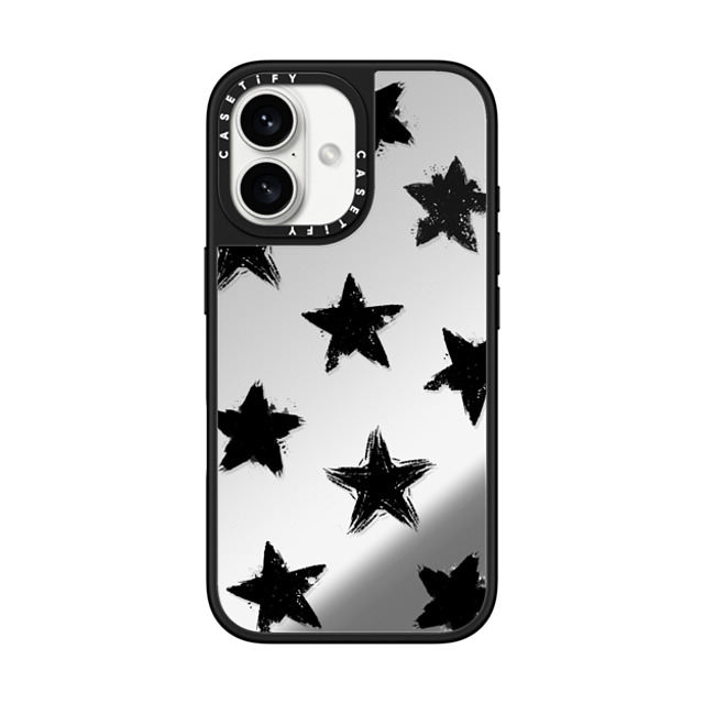 CASETiFY iPhone 16 Case Silver on Black ミラーケース MagSafe対応 Star,Monochrome,Pattern Star Marks CASETiFY iPhone 16 Case Silver on Black ミラーケース MagSafe対応 Star,Monochrome,Pattern Star Marks