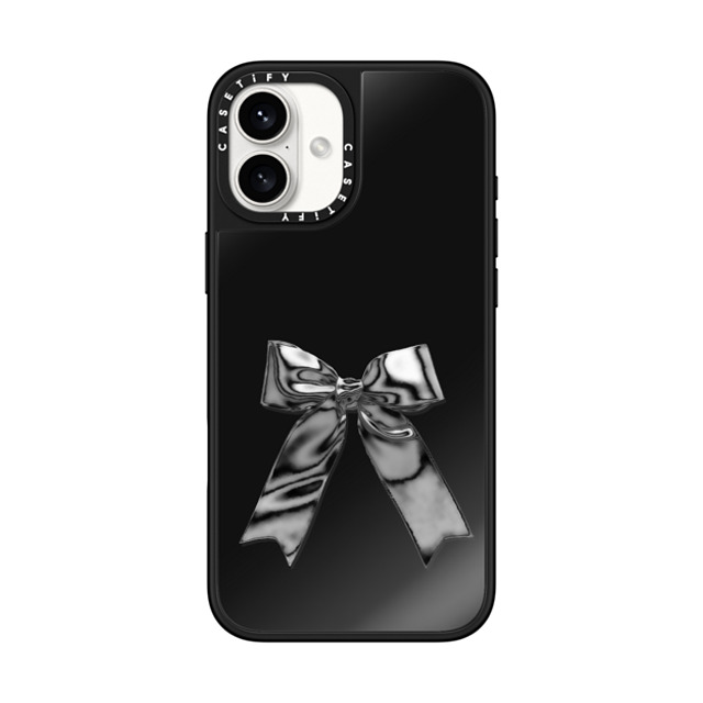 CASETiFY iPhone 16 Plus ケース Black on Black ミラーケース MagSafe対応 Butterfly Metallic Ribbon