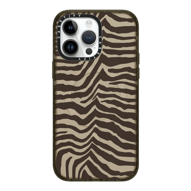 CASETiFY iPhone 14 Pro Max ケース ブラック インパクトケース MagSafe対応 Dark Academia Zebra-Brown