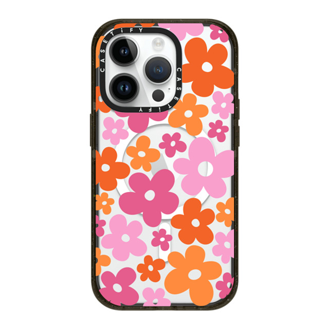 CASETiFY iPhone 14 Pro ケース ブラック インパクトケース MagSafe対応 Cottagecore Abstract Florals