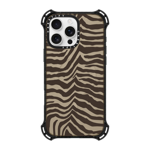 CASETiFY iPhone 16 Pro Max ケース ブラック バウンスケース Dark Academia Zebra-Brown