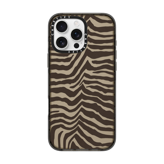 CASETiFY iPhone 16 Pro Max ケース ブラック インパクトケース Dark Academia Zebra-Brown