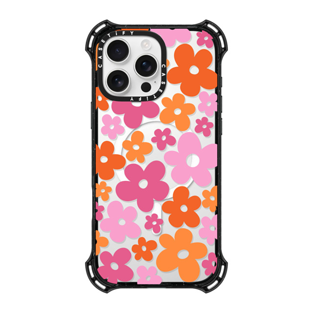 CASETiFY iPhone 16 Pro Max ケース ブラック バウンスケース Cottagecore Abstract Florals