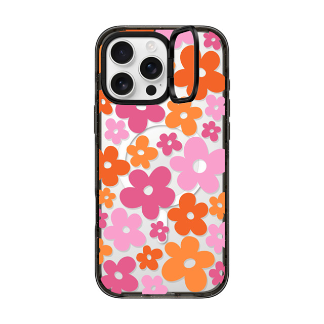 CASETiFY iPhone 16 Pro Max ケース ブラック インパクトリングスタンドケース MagSafe対応 Cottagecore Abstract Florals