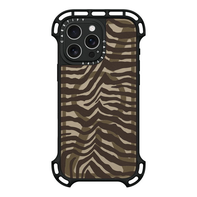 CASETiFY iPhone 16 Pro Max ケース ブラック ウルトラ バウンスケース MagSafe対応 Dark Academia Zebra-Brown