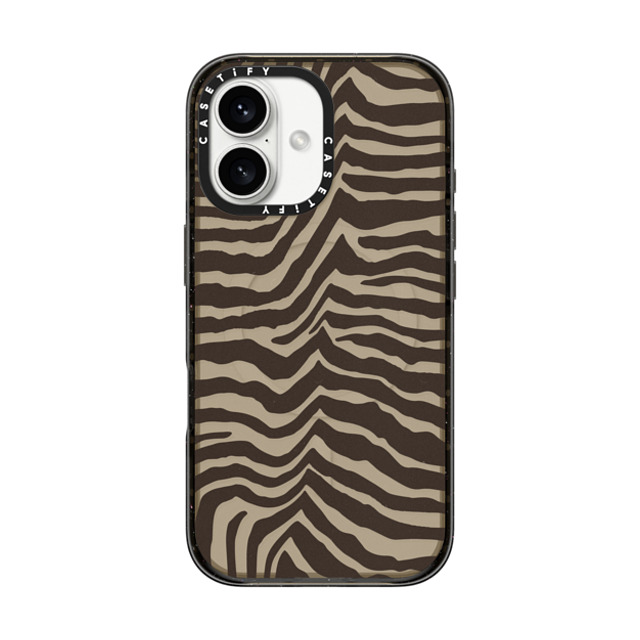 CASETiFY iPhone 16 ケース ブラック インパクトケース MagSafe対応 Dark Academia Zebra-Brown