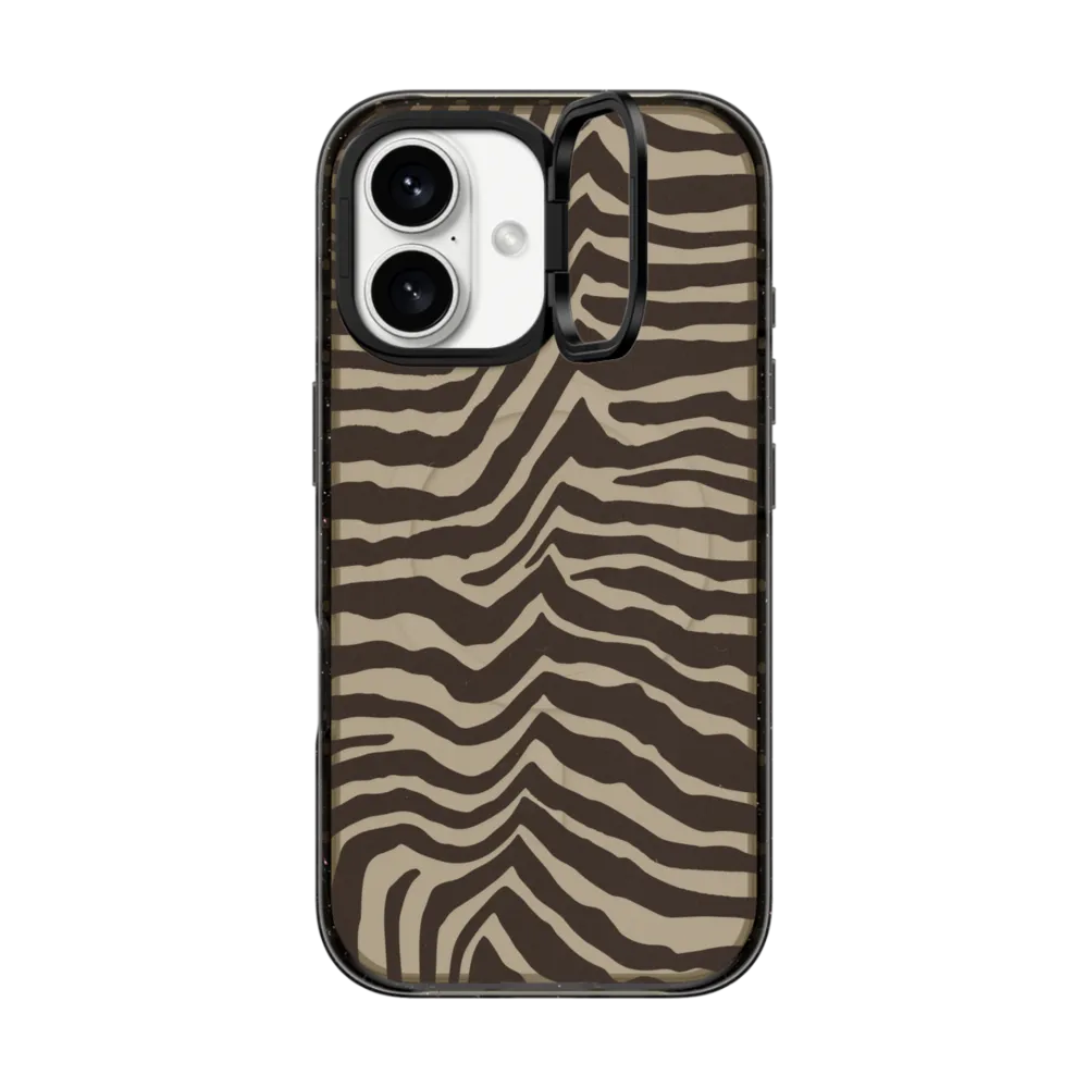 Impact Ring Stand iPhone 16 Case MagSafe Compatible - Zebra-Brown