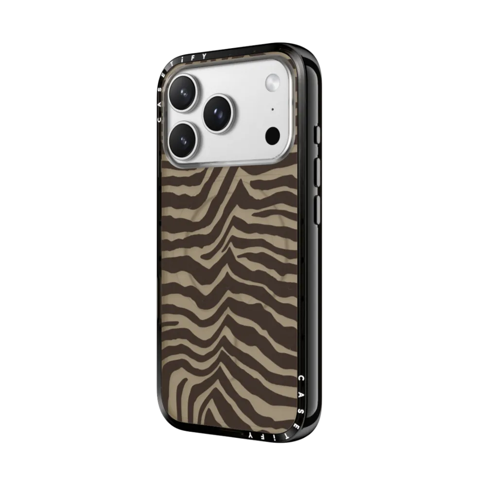 Compact iPhone 17 Pro Case MagSafe Compatible - Zebra-Brown