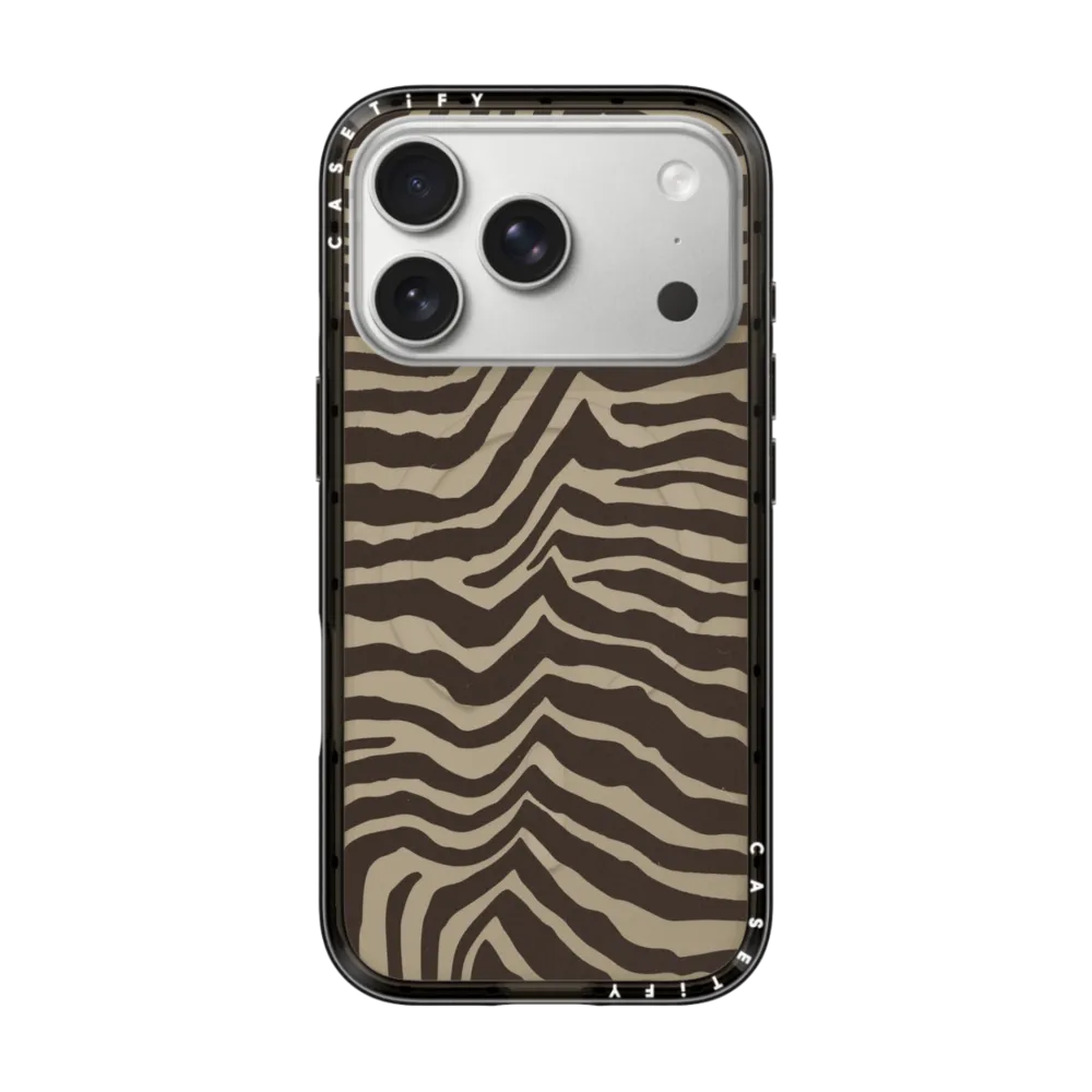 Compact iPhone 17 Pro Case MagSafe Compatible - Zebra-Brown