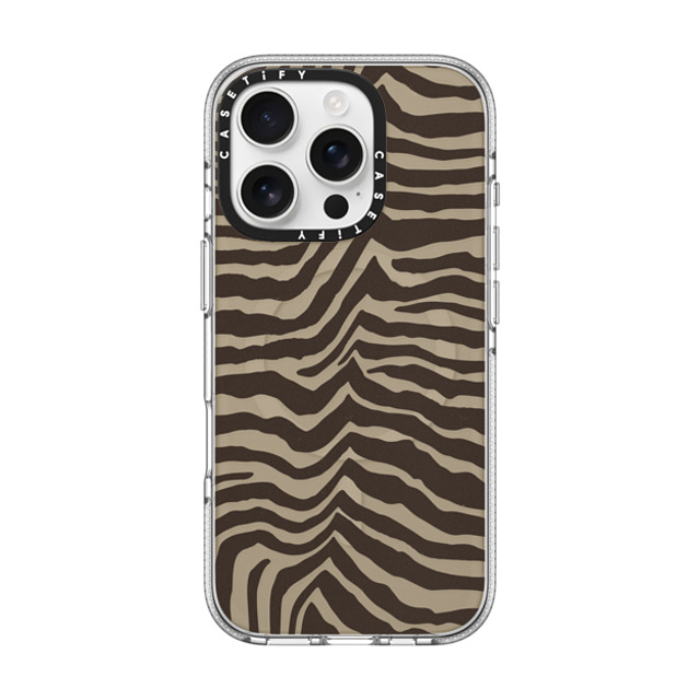 CASETiFY iPhone 16 Pro ケース クリア クリア ケース MagSafe対応 Dark Academia Zebra-Brown