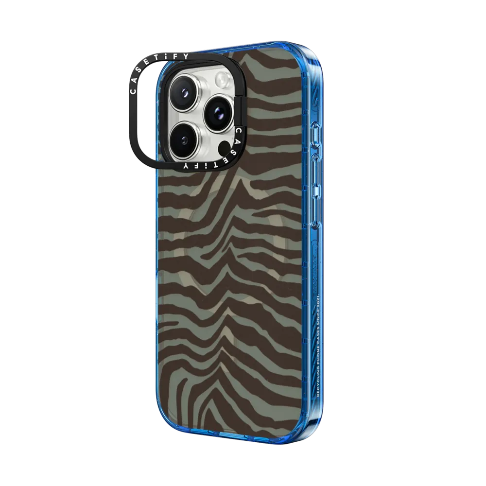Impact Ring Stand iPhone 16 Pro Case MagSafe Compatible - Zebra-Brown